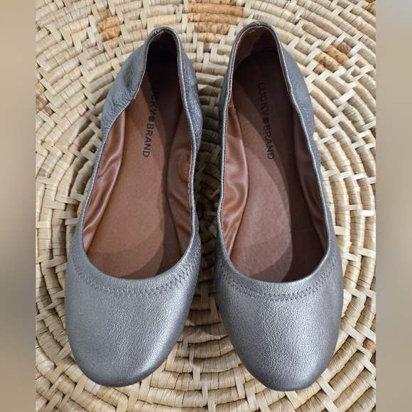 Lucky Brand Emmie Bronze Pewter Ballet Flats 8.5 - Picture 1 of 6
